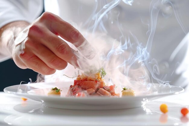 Szef kuchni przygotowujący danie